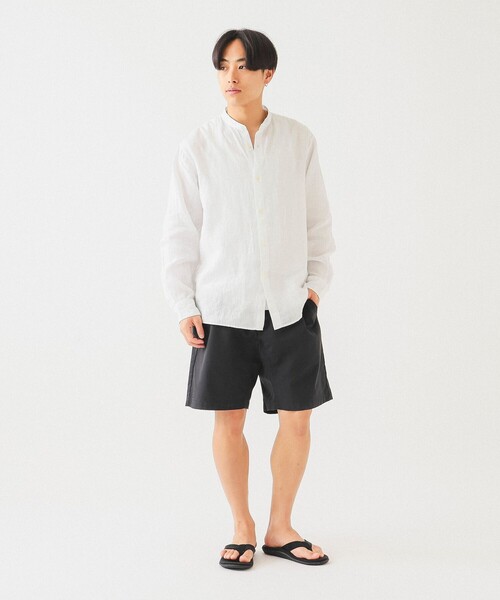 【美品】フィナモレ×ビームス　長袖シャツ・BEAMS別注EFFE・バンドカラー 美品】フィナモレ×ビームス 長袖シャツ・BEAMS別注EFFE・バンド