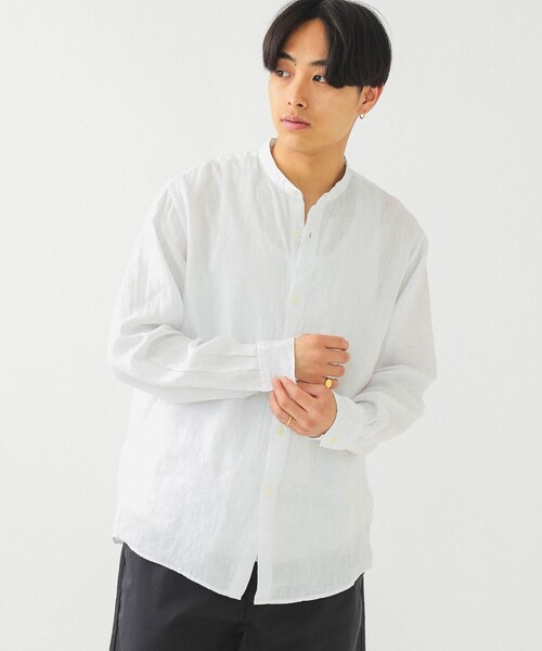 BEAMS（ビームス）の「BEAMS / リネン バンドカラーシャツ（シャツ