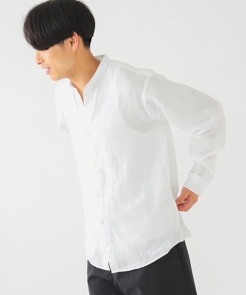 BEAMS（ビームス）の「BEAMS / リネン バンドカラーシャツ（シャツ 