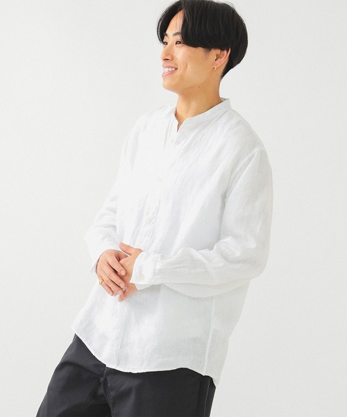 美品　ビームス　長袖リネンシャツ BEAMS（ビームス）の「BEAMS / リネン バンドカラーシャツ（シャツ