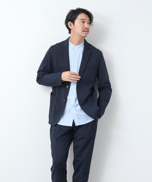 NOLLEY’S(ノーリーズ)の「《一部セットアップ対応》ストレッチジャージ イージージャケット(テーラードジャケット・メンズ・グレイッシュベージュ/ネイビー・L/S/M)」の5枚目の写真