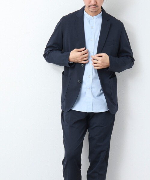 NOLLEY’S(ノーリーズ)の「《一部セットアップ対応》ストレッチジャージ イージージャケット(テーラードジャケット・メンズ・グレイッシュベージュ/ネイビー・L/S/M)」の6枚目の写真