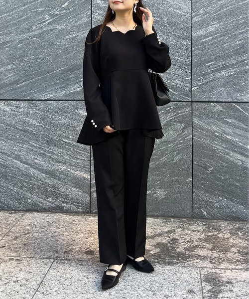 【24時間限定価格】shetokyo spica black パール付ブラウス 楽天市場】洗えるパールボタンペプラムブラウス レディース トップス