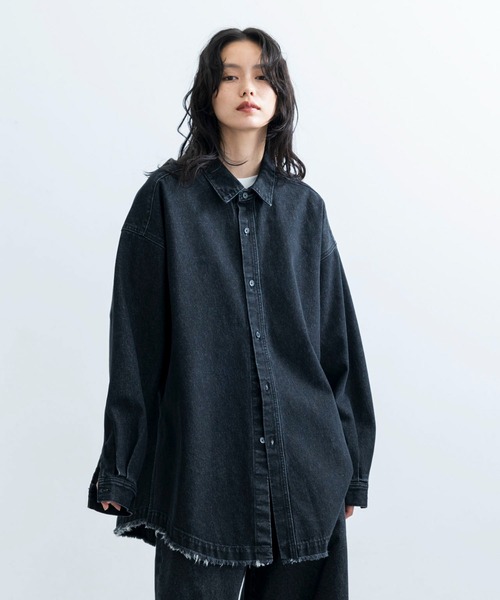 JUNRED（ジュンレッド）の「ヴィンテージデニムマキシシャツ（シャツ/ブラウス・メンズ・オフホワイト/ブラック/ネイビー・L/M/S）」の4枚目の写真