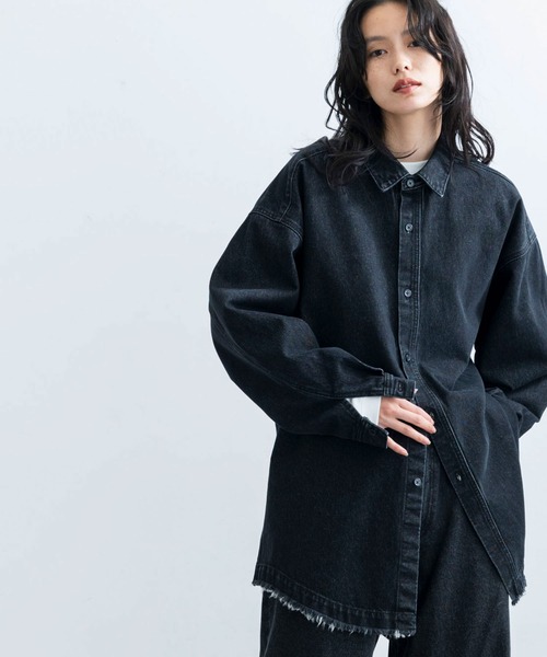 JUNRED（ジュンレッド）の「ヴィンテージデニムマキシシャツ（シャツ/ブラウス・メンズ・オフホワイト/ブラック/ネイビー・L/M/S）」の5枚目の写真