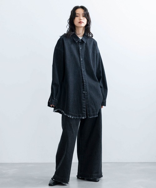 JUNRED（ジュンレッド）の「ヴィンテージデニムマキシシャツ（シャツ/ブラウス・メンズ・オフホワイト/ブラック/ネイビー・L/M/S）」の9枚目の写真