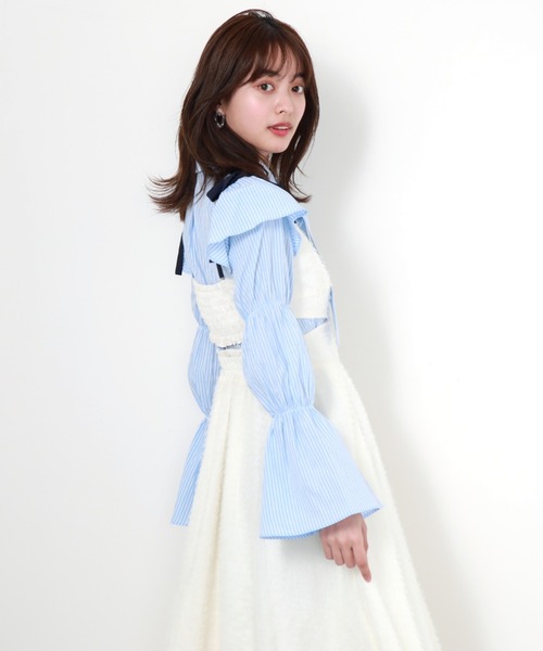 Cheek（チーク）の「キャンディースリーブ袖シャーリングシャツ（シャツ/ブラウス・レディース・カーキ/サックスブルー/オフホワイト・MEDIUM）」の6枚目の写真