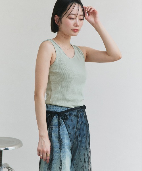 ad thie(アドティエ)の「ベーシック クルーネックタンクトップ(タンクトップ・レディース・グリーン/ライトグリーン/ピンク/パープル/グレー/オフホワイト/アイボリー/ブラック/ライトブルー/ミント/チャコール/ブラウン/カーキ/ホワイト系・MEDIUM/LARGE/LL)」の22枚目の写真