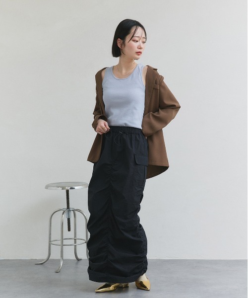 ad thie（アドティエ）の「ベーシック クルーネックタンクトップ（タンクトップ・レディース・グリーン/ライトグリーン/ピンク/パープル/グレー/オフホワイト/アイボリー/ブラック/ライトブルー/ミント/チャコール/ブラウン/カーキ・MEDIUM/LARGE/LL）」の21枚目の写真