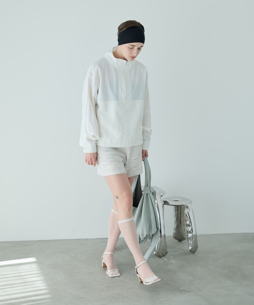 Aunt Marie's(アントマリーズ)の「スタンドカラーハーフジップアノラック(パーカー・レディース・ホワイト/ブラック・FREE)」の9枚目の写真