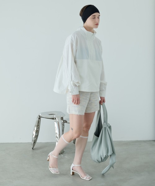 Aunt Marie's(アントマリーズ)の「スタンドカラーハーフジップアノラック(パーカー・レディース・ホワイト/ブラック・FREE)」の10枚目の写真