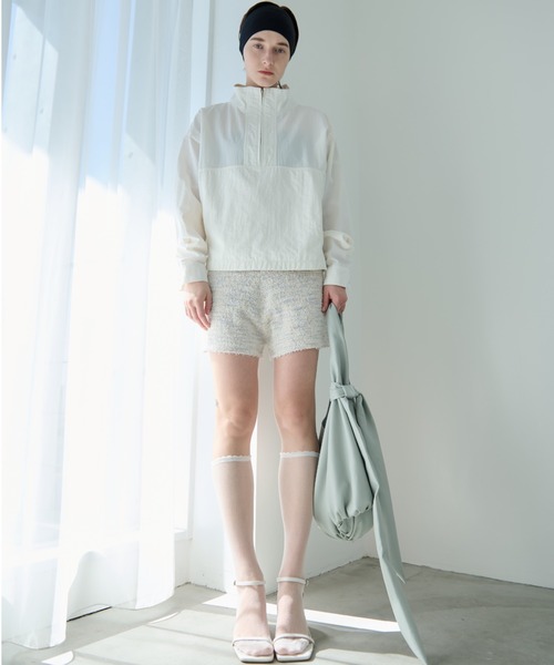 Aunt Marie's(アントマリーズ)の「スタンドカラーハーフジップアノラック(パーカー・レディース・ホワイト/ブラック・FREE)」の15枚目の写真