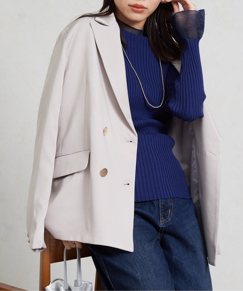 Chez toi（シェトワ）の「GLDボタンテーラードジャケット（テーラードジャケット・レディース・ネイビー/ベージュ/グレー・FREE）」の2枚目の写真