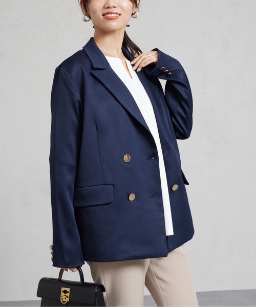 Chez toi（シェトワ）の「GLDボタンテーラードジャケット（テーラードジャケット・レディース・ネイビー/ベージュ/グレー・FREE）」の8枚目の写真