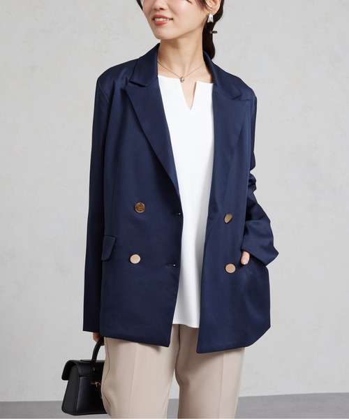 Chez toi（シェトワ）の「GLDボタンテーラードジャケット（テーラードジャケット・レディース・ネイビー/ベージュ/グレー・FREE）」の9枚目の写真