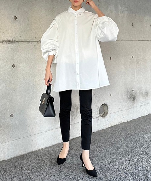 セール】裾フレアバルーンスリーブシャツブラウス（シャツ/ブラウス