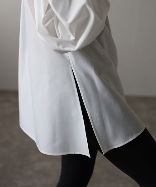 Bonjour Sagan(ボンジュールサガン)の「裾フレアバルーンスリーブシャツブラウス(シャツ/ブラウス・レディース・サックスブルー/オフホワイト・FREE)」の18枚目の写真