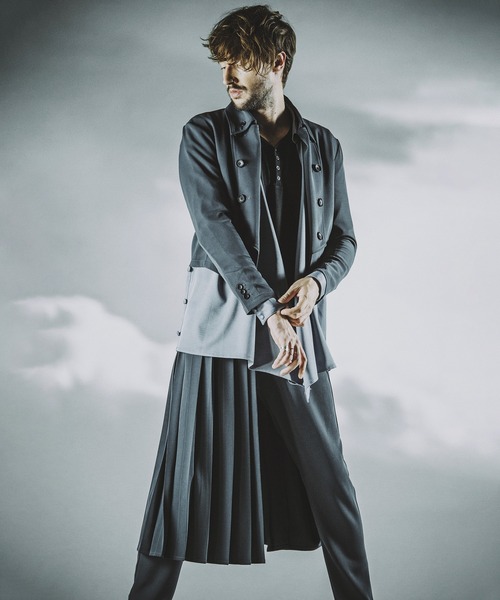 NO ID.(ノーアイディ)の「プリーツラップスカート(スカート・メンズ・ネイビー/グレー/ブラック・ONE SIZE)」の4枚目の写真