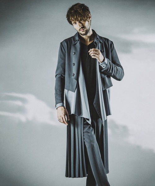 NO ID.(ノーアイディ)の「プリーツラップスカート(スカート・メンズ・ネイビー/グレー/ブラック・ONE SIZE)」の5枚目の写真