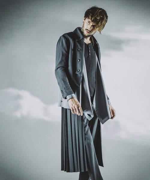 NO ID.(ノーアイディ)の「プリーツラップスカート(スカート・メンズ・ネイビー/グレー/ブラック・ONE SIZE)」の6枚目の写真