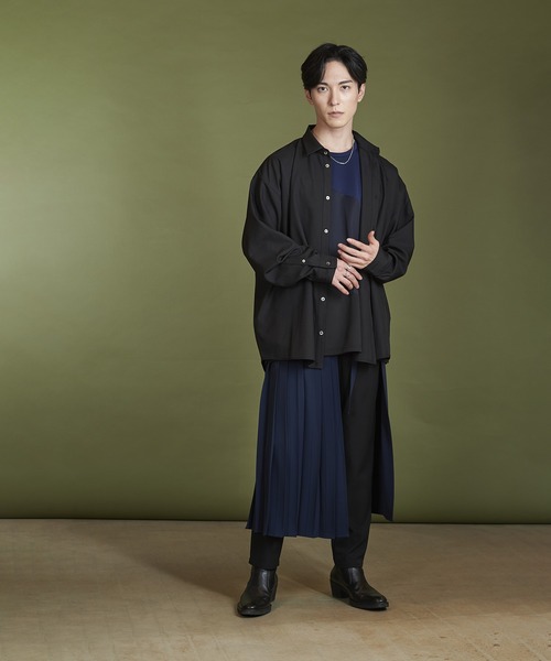 NO ID.(ノーアイディ)の「プリーツラップスカート(スカート・メンズ・ネイビー/グレー/ブラック・ONE SIZE)」の21枚目の写真