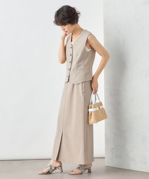 セール】《セットアップ対応》ウォッシャブル麻調合繊ロングスカート