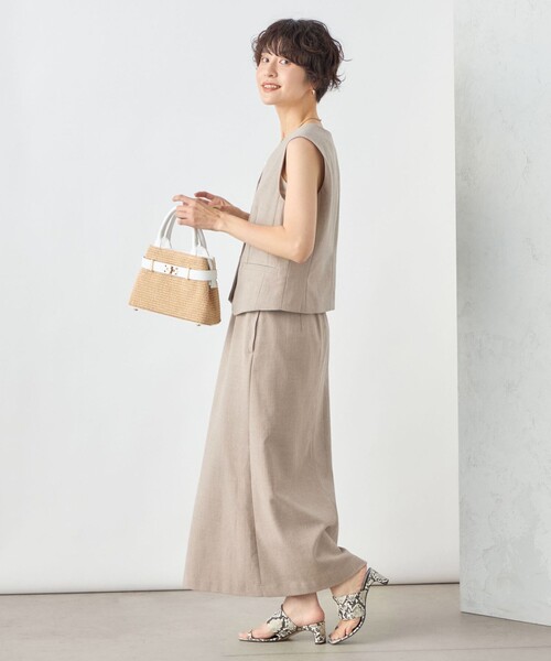 NOLLEY’S Sophi（ノーリーズソフィ）の「《セットアップ対応》ウォッシャブル麻調合繊ロングスカート（スカート・レディース・ベージュ/ブラック・38/36）」の4枚目の写真