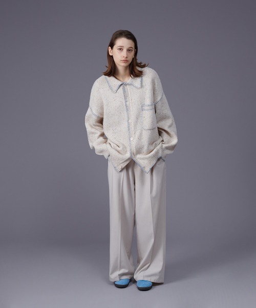 ONCILY（オンシェリー）の「COLOR NEP YARN STITCH KNIT SHIRT CARDIGAN / カラーネップステッチニットシャツカーディガン（シャツ/ブラウス・メンズ・アイボリー/ネイビー・MEDIUM/LARGE）」の19枚目の写真