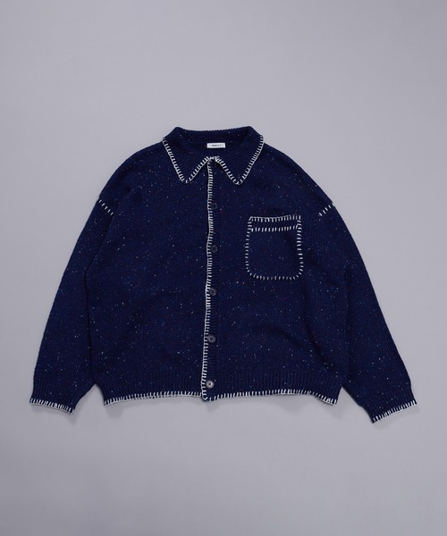 ONCILY（オンシェリー）の「COLOR NEP YARN STITCH KNIT SHIRT CARDIGAN / カラーネップステッチニットシャツカーディガン（シャツ/ブラウス・メンズ・アイボリー/ネイビー・MEDIUM/LARGE）」の13枚目の写真