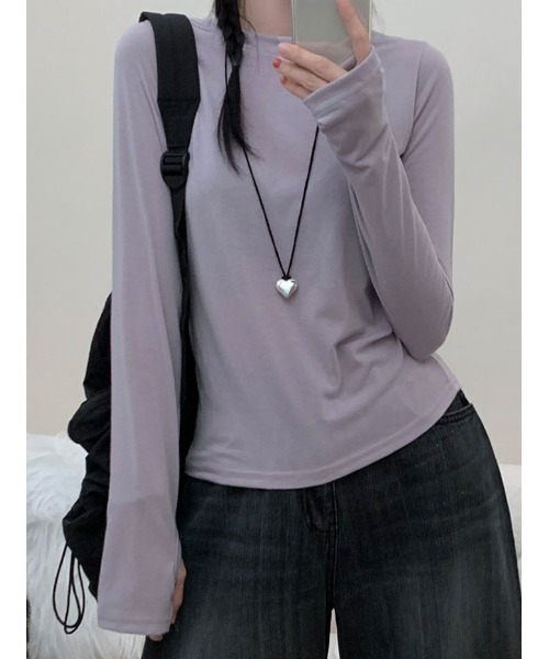 VIVID LADY(ビビッドレディー)の「トレンディなデザインのウォーマーtシャツ Y2K(Tシャツ/カットソー・レディース・チャコールグレー/グレー/ブルー/スカイブルー/アイボリー/ブラック/ブラウン/パープル/ベージュ・FREE)」の9枚目の写真