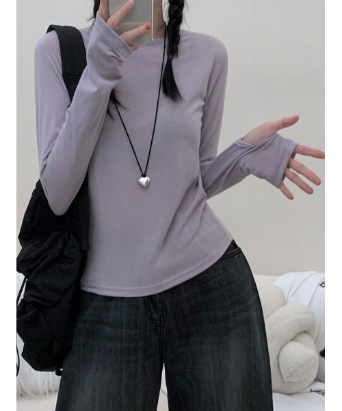 VIVID LADY(ビビッドレディー)の「トレンディなデザインのウォーマーtシャツ Y2K(Tシャツ/カットソー・レディース・チャコールグレー/グレー/ブルー/スカイブルー/アイボリー/ブラック/ブラウン/パープル/ベージュ・FREE)」の15枚目の写真