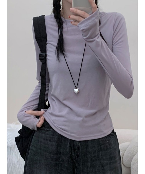 VIVID LADY(ビビッドレディー)の「トレンディなデザインのウォーマーtシャツ Y2K(Tシャツ/カットソー・レディース・チャコールグレー/グレー/ブルー/スカイブルー/アイボリー/ブラック/ブラウン/パープル/ベージュ・FREE)」の17枚目の写真