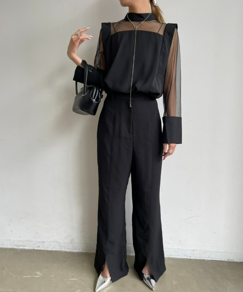 AIC.（エーアイシー）の「センタースリットスラックスパンツ/セットアップ可能（スラックス・レディース・ブラック・FREE）」の4枚目の写真