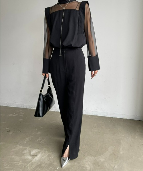 AIC.（エーアイシー）の「センタースリットスラックスパンツ/セットアップ可能（スラックス・レディース・ブラック・FREE）」の6枚目の写真