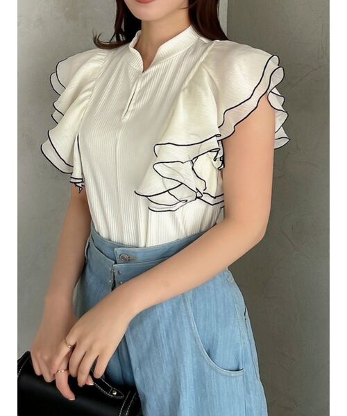 dazzlin（ダズリン）の「フロントホックフリルトップス（Tシャツ/カットソー・レディース・オフホワイト/グレー/ベージュ/ブラック・FREE）」の22枚目の写真