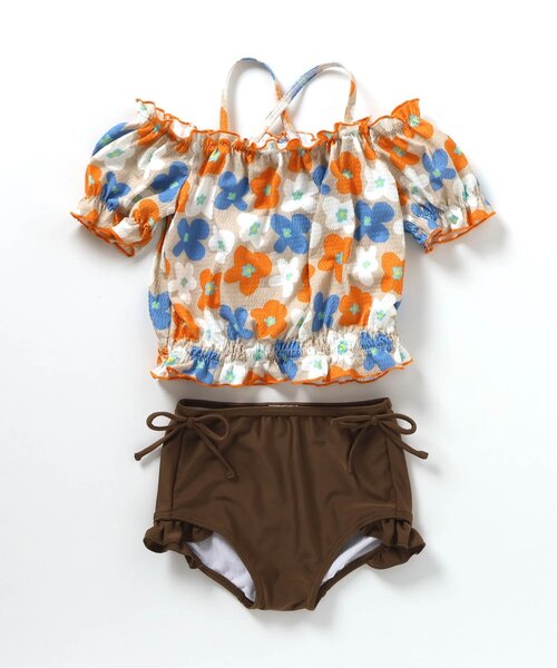 BREEZE（ブリーズ）の「【UVカット】オフショルセパレート水着（水着・キッズ・サックスブルー/ブラウン・80/90/100/110/120/130/140）」の4枚目の写真