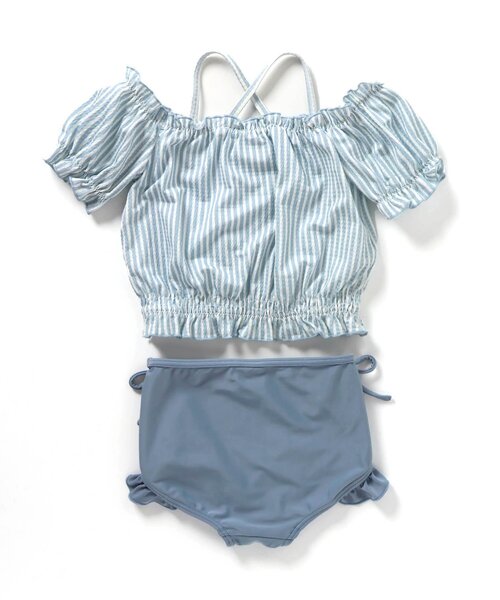 BREEZE（ブリーズ）の「【UVカット】オフショルセパレート水着（水着・キッズ・サックスブルー/ブラウン・80/90/100/110/120/130/140）」の12枚目の写真