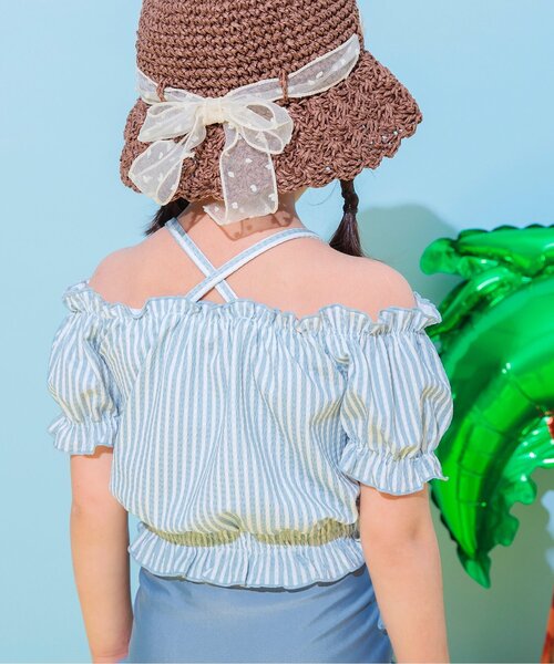 BREEZE（ブリーズ）の「【UVカット】オフショルセパレート水着（水着・キッズ・サックスブルー/ブラウン・80/90/100/110/120/130/140）」の13枚目の写真