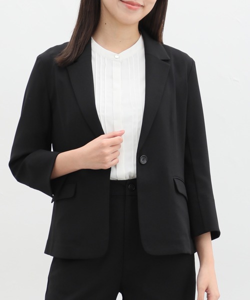 Honeys（ハニーズ）の「８分袖テーラードジャケット（テーラードジャケット・レディース・ブラック/グレイッシュベージュ/ベージュ/ネイビー/ライトベージュ・LL/M/S/3L/L）」の10枚目の写真