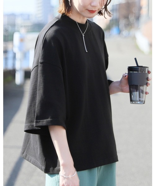 セール】モックネック5分袖カットソー（Tシャツ/カットソー）｜reca