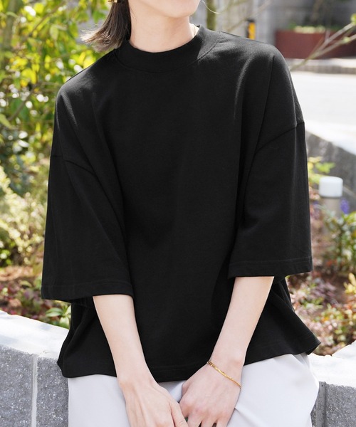 reca(レカ)の「モックネック5分袖カットソー(Tシャツ/カットソー・レディース・ブラック/イエロー系その他/オフホワイト/チャコールグレー/ベージュ/コーラル・M)」の19枚目の写真