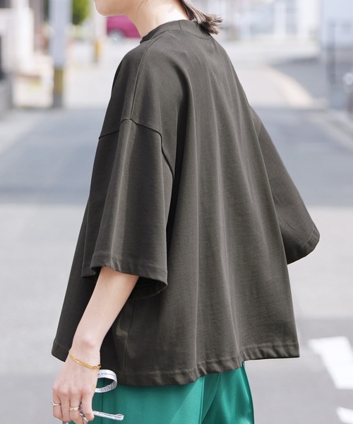 モックネック5分袖カットソー（Tシャツ/カットソー）｜reca