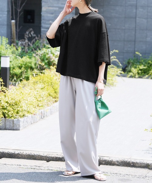 reca(レカ)の「モックネック5分袖カットソー(Tシャツ/カットソー・レディース・ブラック/イエロー系その他/オフホワイト/チャコールグレー/ベージュ/コーラル・M)」の20枚目の写真