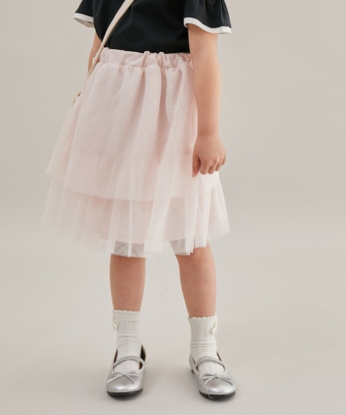 ROPE' PICNIC（ロペピクニック）の「【KIDS】ダブルフリルチュールスカート（スカート・キッズ・ピンク系その他2/ブラック・L/M/S）」の18枚目の写真