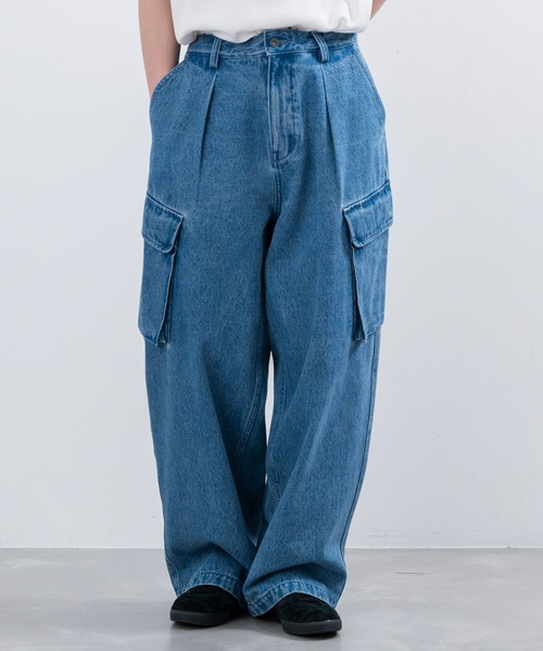 re_k by JUNRED（レクバイジュンレッド）の「re_k by JUNRED / オーバーワイドカーゴデニムパンツ（デニムパンツ・メンズ・ブラック/ブルー・L/M/S）」の8枚目の写真