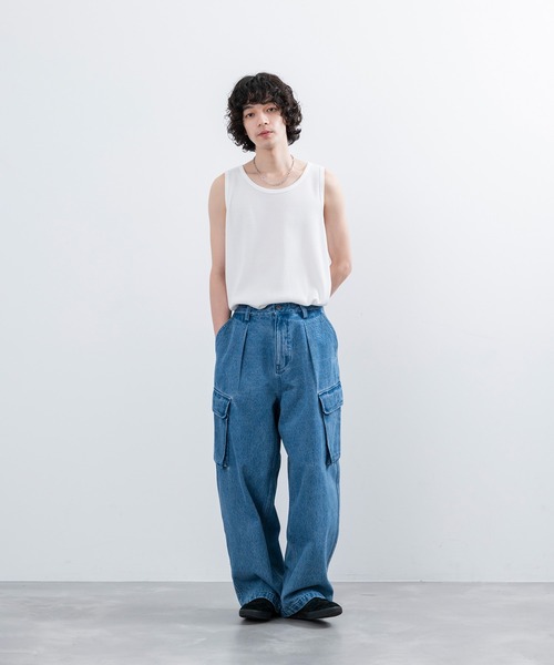 re_k by JUNRED（レクバイジュンレッド）の「re_k by JUNRED / オーバーワイドカーゴデニムパンツ（デニムパンツ・メンズ・ブラック/ブルー・L/M/S）」の14枚目の写真