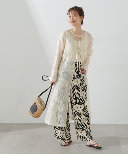 N.（N. Natural Beauty Basic）（エヌエヌナチュラルビューティーベーシック）の「◆ダブルリボンシアーワンピース（ワンピース・レディース・オレンジ/オフホワイト・MEDIUM）」の20枚目の写真