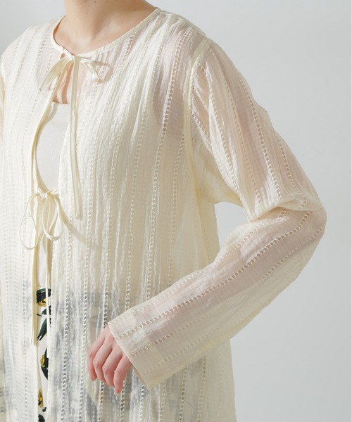 N.（N. Natural Beauty Basic）（エヌエヌナチュラルビューティーベーシック）の「◆ダブルリボンシアーワンピース（ワンピース・レディース・オレンジ/オフホワイト・MEDIUM）」の17枚目の写真