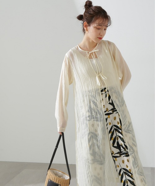 N.（N. Natural Beauty Basic）（エヌエヌナチュラルビューティーベーシック）の「◆ダブルリボンシアーワンピース（ワンピース・レディース・オレンジ/オフホワイト・MEDIUM）」の11枚目の写真