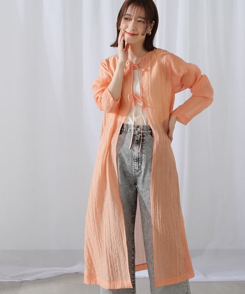 N.（N. Natural Beauty Basic）（エヌエヌナチュラルビューティーベーシック）の「◆ダブルリボンシアーワンピース（ワンピース・レディース・オレンジ/オフホワイト・MEDIUM）」の7枚目の写真